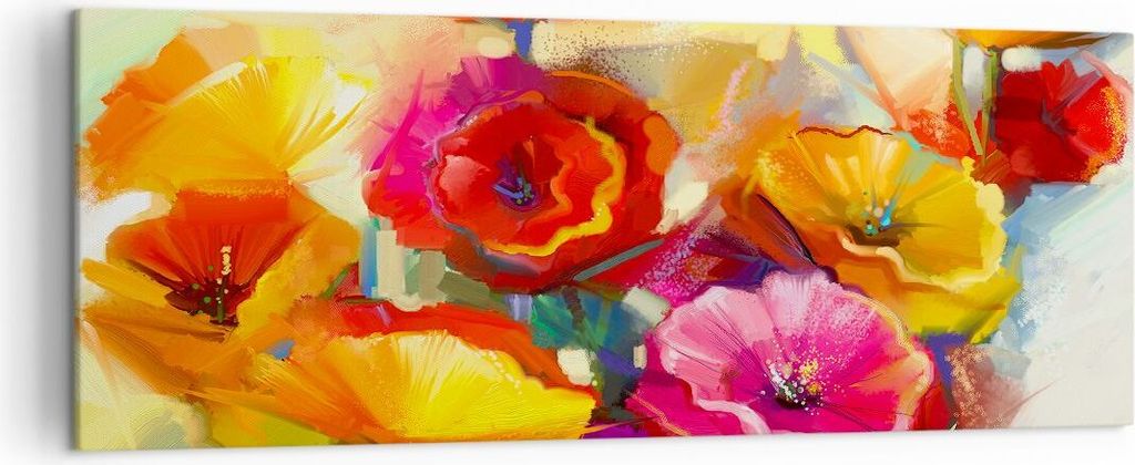 Bild auf Leinwand - Leinwandbild - Blumen Frühling Flora Garten - 140x50cm - Wand Bild - Wanddeko - Leinwanddruck - Bilder - Kunstdruck - Wanddeko...