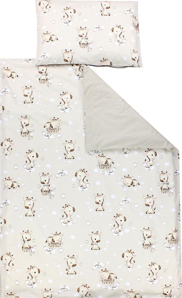 TupTam Kinder Bettwäsche Gemustert 2-Teilig Wendebettwäsche, Farbe: Giraffe Beige Punkte, Größe: 135x100 cm