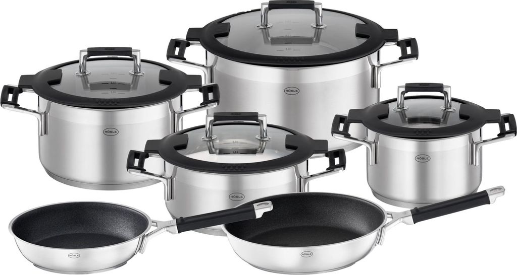 RÖSLE Topfset 6 tlg. Silence Pro Edelstahl Topfset Kochtopf Produktbild 