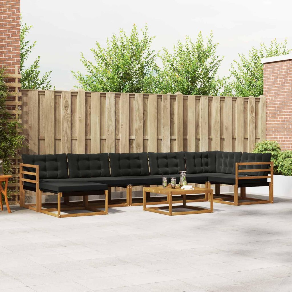 "im Sonderangebot"Outdoor-Sofagarnitur - CLORIS - Balkonmöbe/Sitzgruppe - mit Kissen 22 pcs - Moderne Design - Natürlich und Schwarz - Gartensofa...