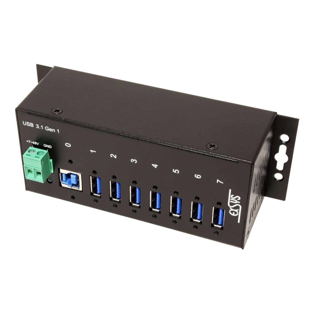 EXSYS EX-1187HMVS, USB 3.2 Gen 1 (3.1 Gen 1) Type-A, 5000 Mbit/s, Schwarz, Metall, CE / FCC / RoHS / WEEE, 40 V