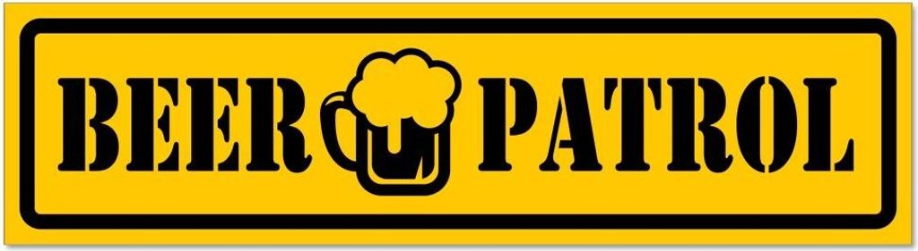 Kiwistar - Autoaufkleber - Gelb - Schwarz - 20 x 5,3 cm - Beer Patrol invertiert - Hinweis Aufkleber Sticker für Auto, Kfz, Fahrrad, PKW, LKW