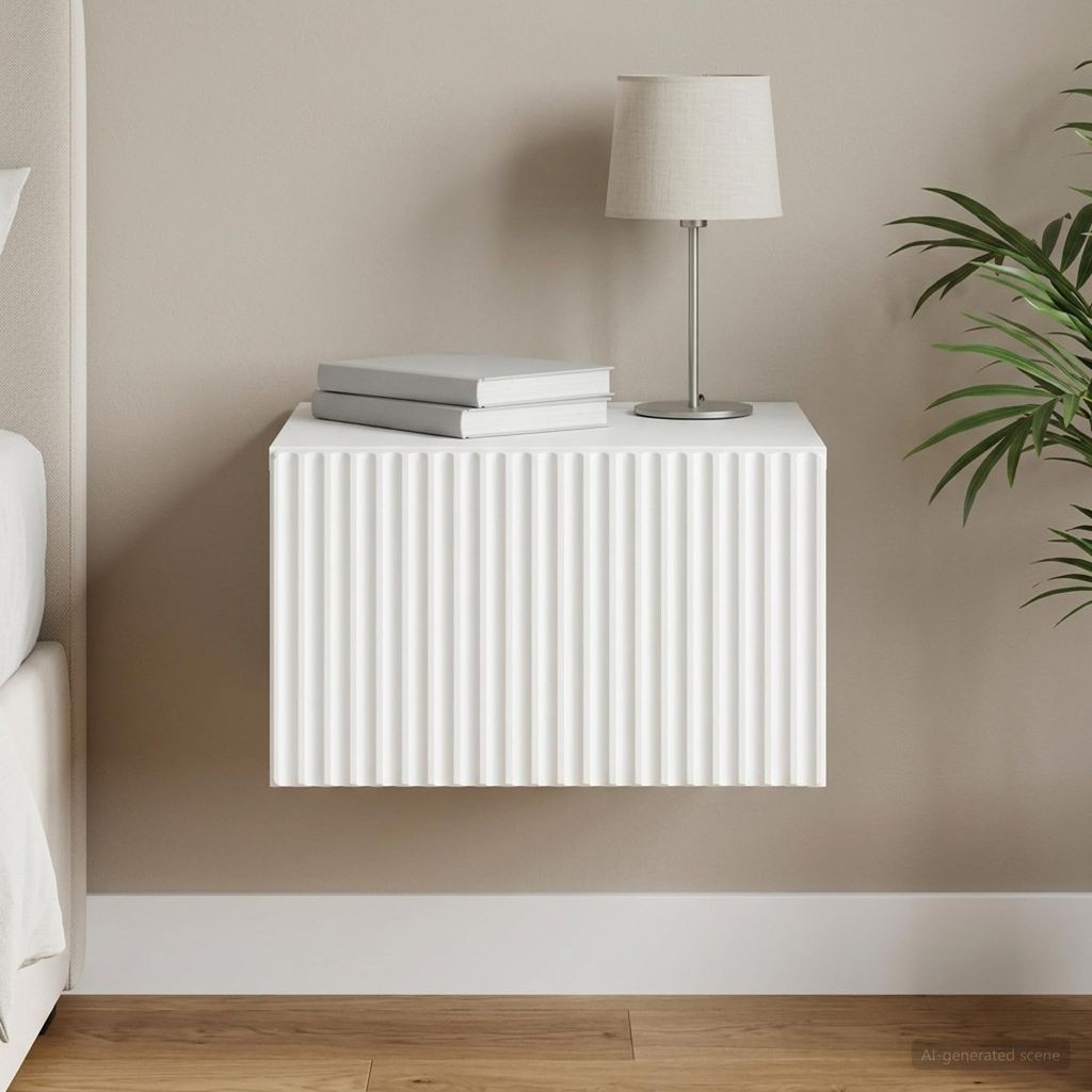 vidaXL Wandmontierter Nachttisch Weiß 33 x 34,5 x 20 cm Produktbild 