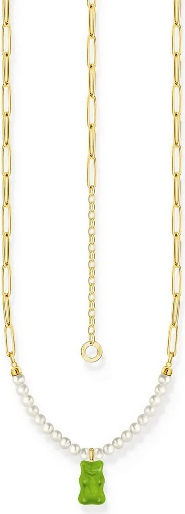 Collier Femme en Argent avec Pendentif Ours Doré et Vert Thomas Sabo