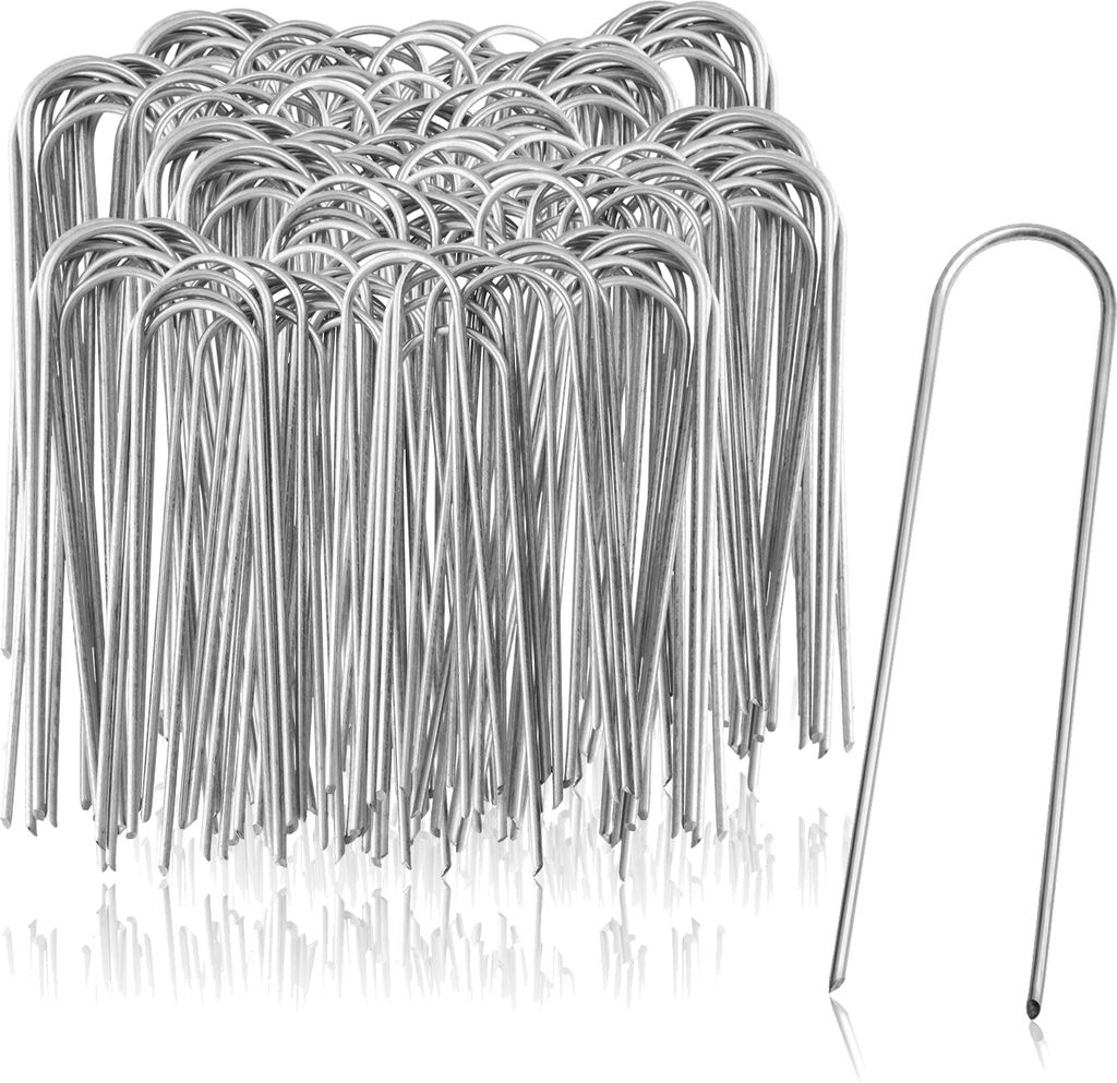 com-four 200x Erdanker 150x25x3mm aus beschichtetem Stahl - robuste Erdnägel zur Befestigung von Unkrautvlies und Folien - Bodenanker für Garte...