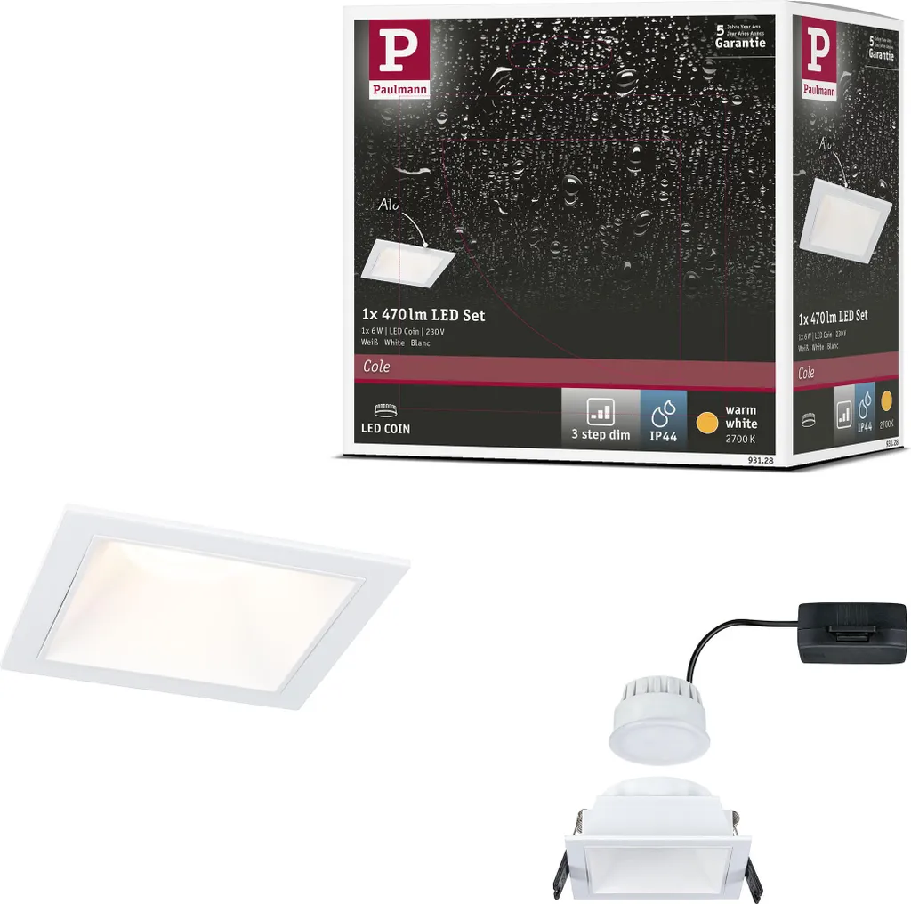 Faretto LED Paulmann Cole IP44 - Design Nero e Oro per Illuminazione Moderna