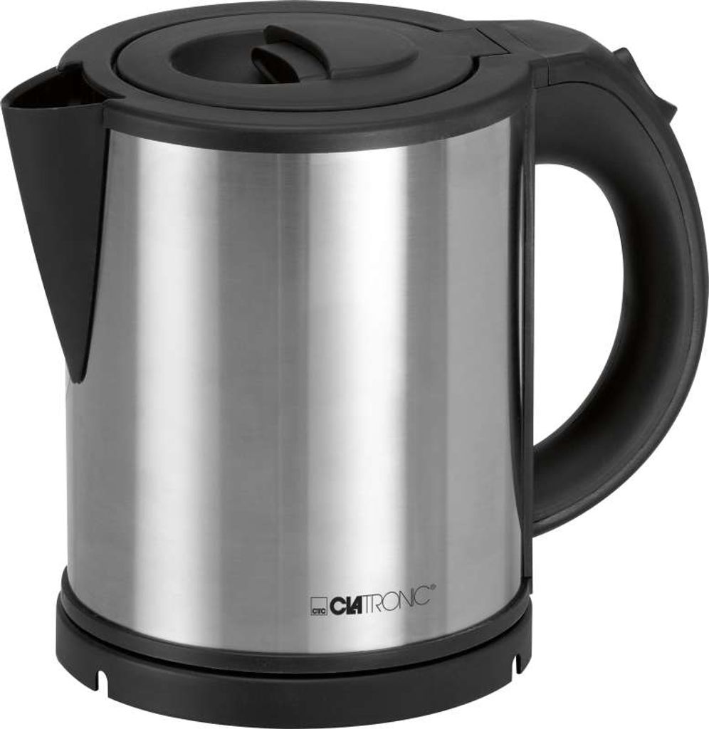 Clatronic WKS 3283 Schnurloser Wasserkocher, Edelstahlgehäuse, 1 l FÃ1/4llmenge, 2200 Watt, 360° Sockel, Trockengehschutz, Cool Wall, Kalkfilter...