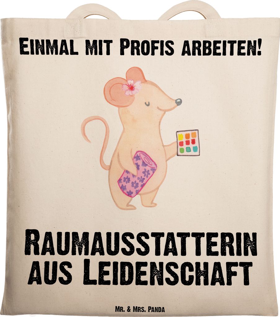 Mr. & Mrs. Panda dokumententasche Raumausstatterin Leidenschaft - Transparent - Geschenk, tasche baumwolle, Tote Bag, Shopping, Schultasche, Laptop...