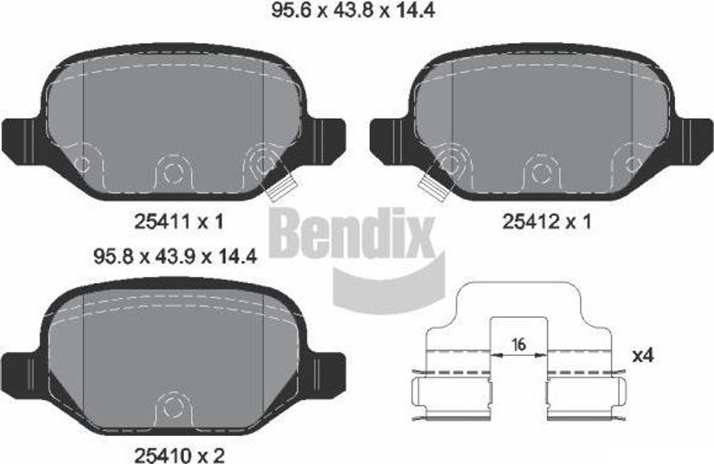 BENDIX Braking BPD1594 Bremsbelagsatz, Scheibenbremse OE 68206120AA kompatibel mit 500, 500X