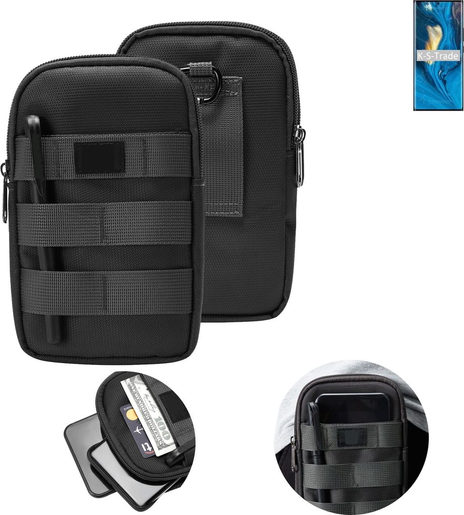 K-S-Trade Holster Gürtel Tasche kompatibel mit nubia Z30 Pro Handy Tasche Schutz Hülle dunkel-grau viele Fächer, 1x