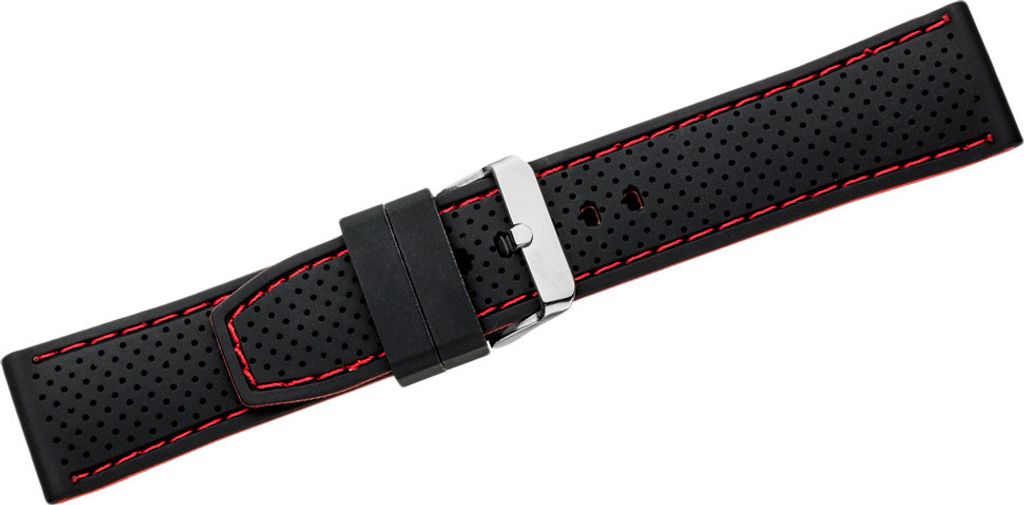 Eichmüller Uhrenarmband Silikon schwarz rote Naht Produktbild 