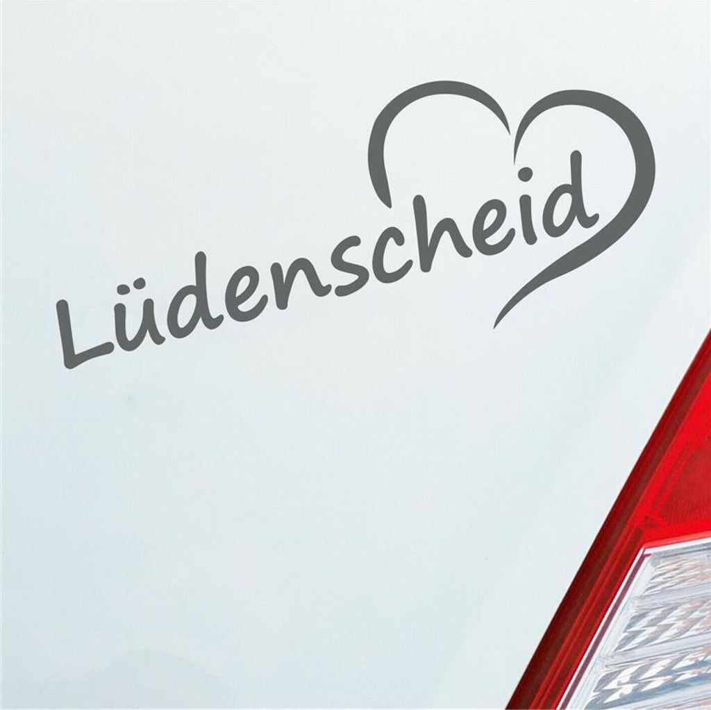 Auto Aufkleber Lüdenscheid Herz Stadt City Liebe Love 19,5x8 cm Grau Sticker Heckscheibenaufkleber