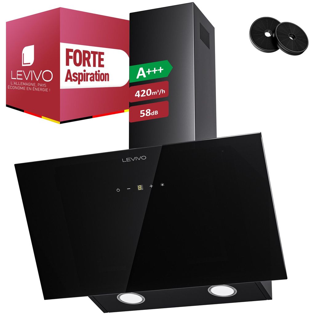 LEVIVO A+++ Kopffreie Dunstabzugshaube 60cm Umluft & Abluft Produktbild 