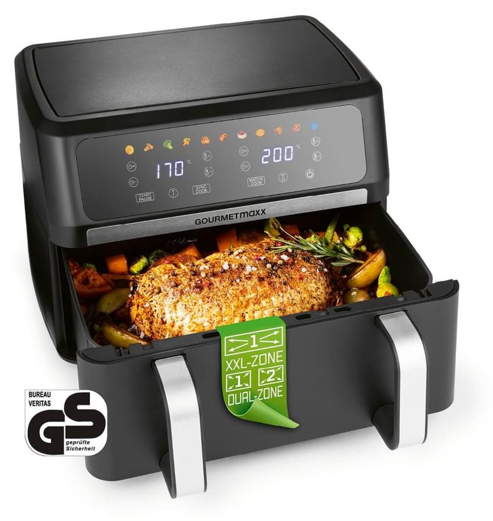 Gourmetmaxx Heißluftfritteuse Vario Doppelkammer 10l 2400W Immagine del prodotto 