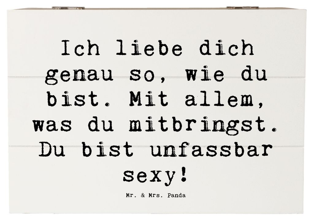 Mr. & Mrs. Panda Holzkiste Spruch Sinnlichkeit lieben 22 x 15 cm - Weiß - Geschenk, Ruhe, Anerkennung, Wertschätzung, Box, Aufbewahrungsbox aus H...