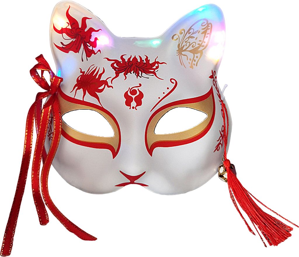 Anime-Fuchs-Maske im japanischen Stil, einzigartiges handgefertigtes Design, Gesichtsmaske für Halloween-Maskenpartys