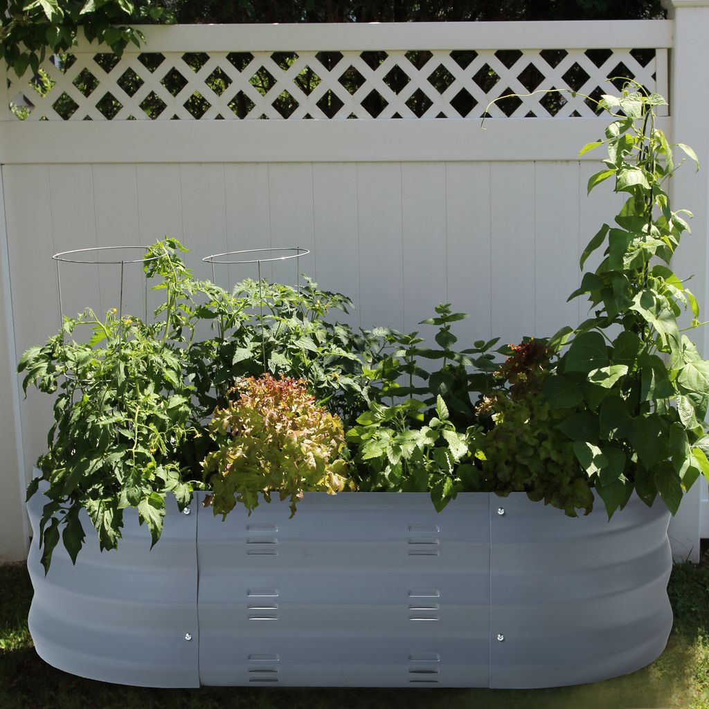 Pflanzbeet ‘Alfedena’ verzinkter Stahl oval 90 x 50 x 25 cm Produktbild 