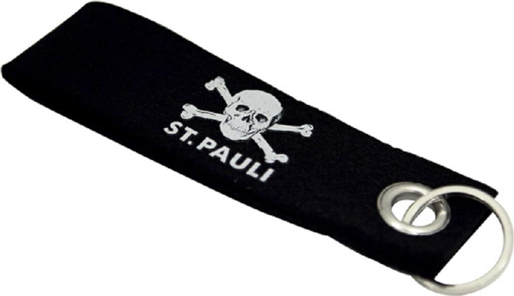 FC St. Pauli sleutelhanger, vilten schedel, zwart, Productafbeelding 