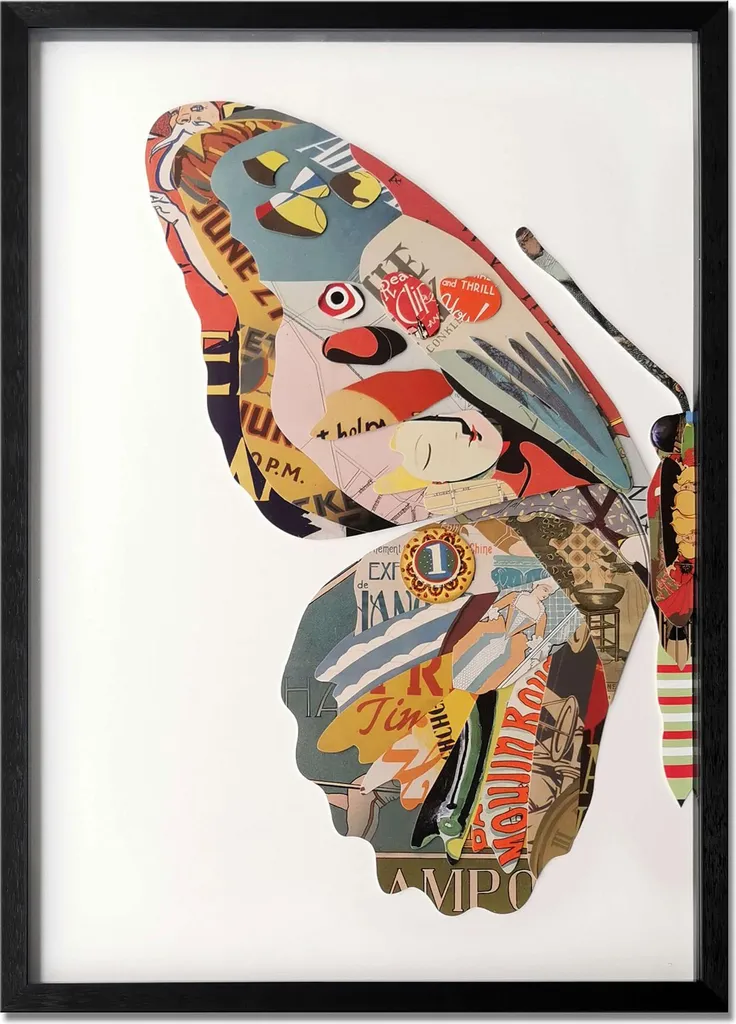 Peinture 3D Papillon en Relief - Objet d'Art avec Effet de Profondeur