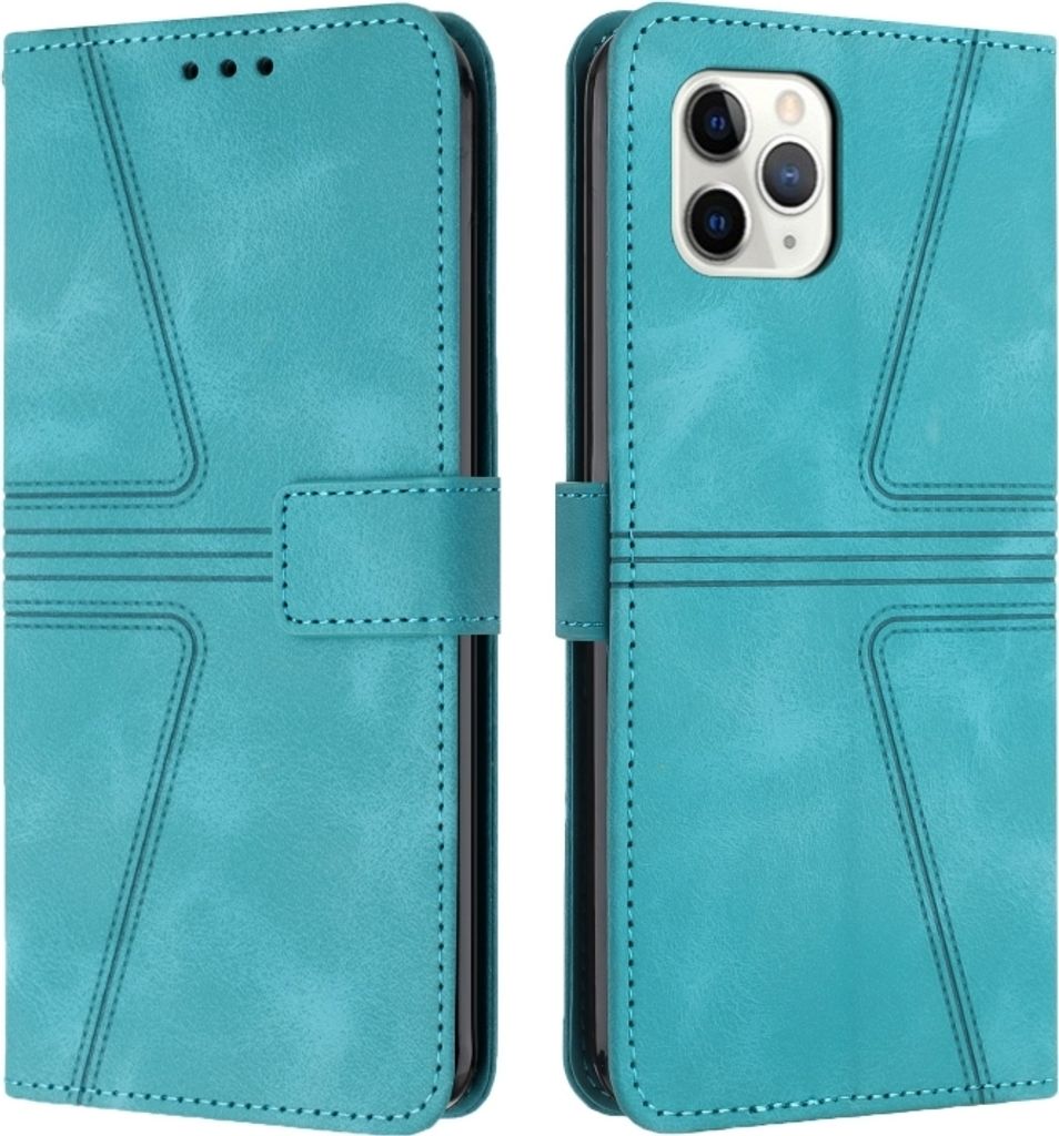 Für iPhone 11 Pro Triangle Solid Color Leather Phone Case (Grün)