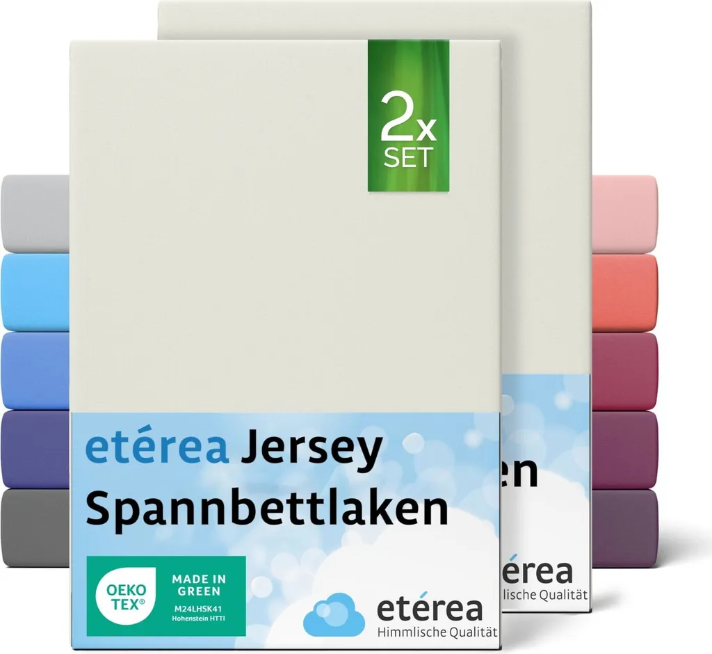 2x Lenzuola Jersey 200x200-200x220 cm - ETÉREA Cotone 100% No Stiro