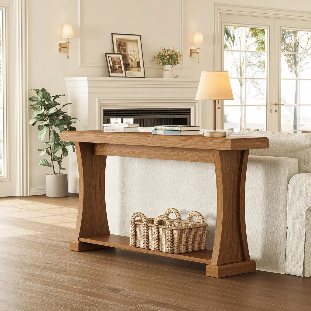 Tribesigns Table console de 160 cm, meuble d'entrée industriel en bois