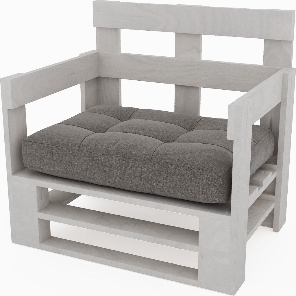 Lermowood Palettenmöbel Mpe Sessel 60 x 80 cm Weiß | Europaletten Indoor und Outdoor Lounge Gartenmöbel Holz Gartenmöbel Set Lounge Möbel Terr...