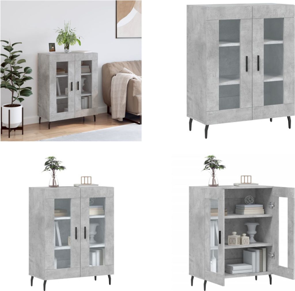 vidaXL Sideboard Betongrau 69,5x34x90 cm Holzwerkstoff - Sideboard - Sideboards - Schrank - Aufbewahrungsschrank