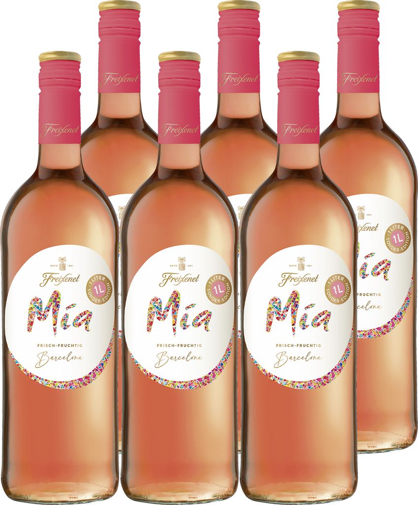 Freixenet Mia Rosado Spanischer Roséwein (6x1,0l) Set - 1,0 Liter Sonder-Edition - Rose, Wein, halbtrocken, jugendlich lebendig und fruchtig-frisc...