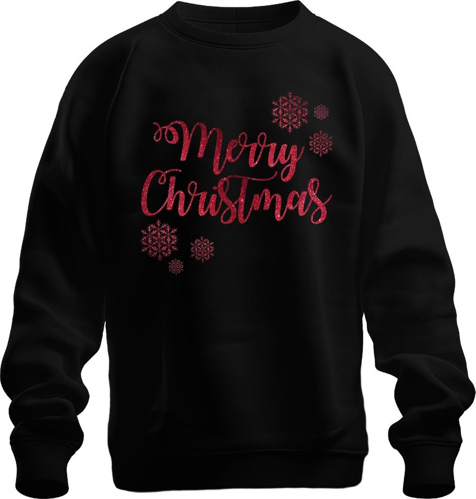 Merry Christmas Schneeflocken - Weihnachten Weihnachtsgeschenk Christmas Uni Weihnachtspullover, Schwarz, 3XL