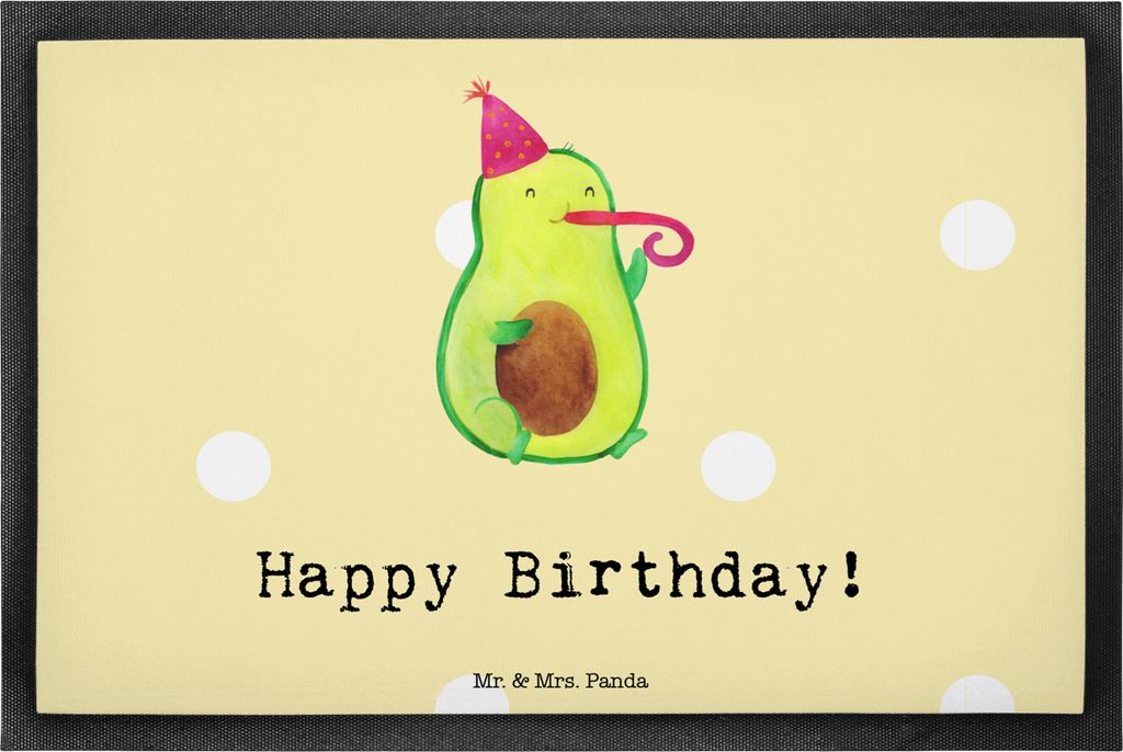 Mr. & Mrs. Panda Vorleger Avocado Geburtstag 40 x 60 cm - Gelb Pastell - Geschenk, Frucht, Bodenvorleger, fußmatte, Schmutzmatte, Sauberlaufmatte,...