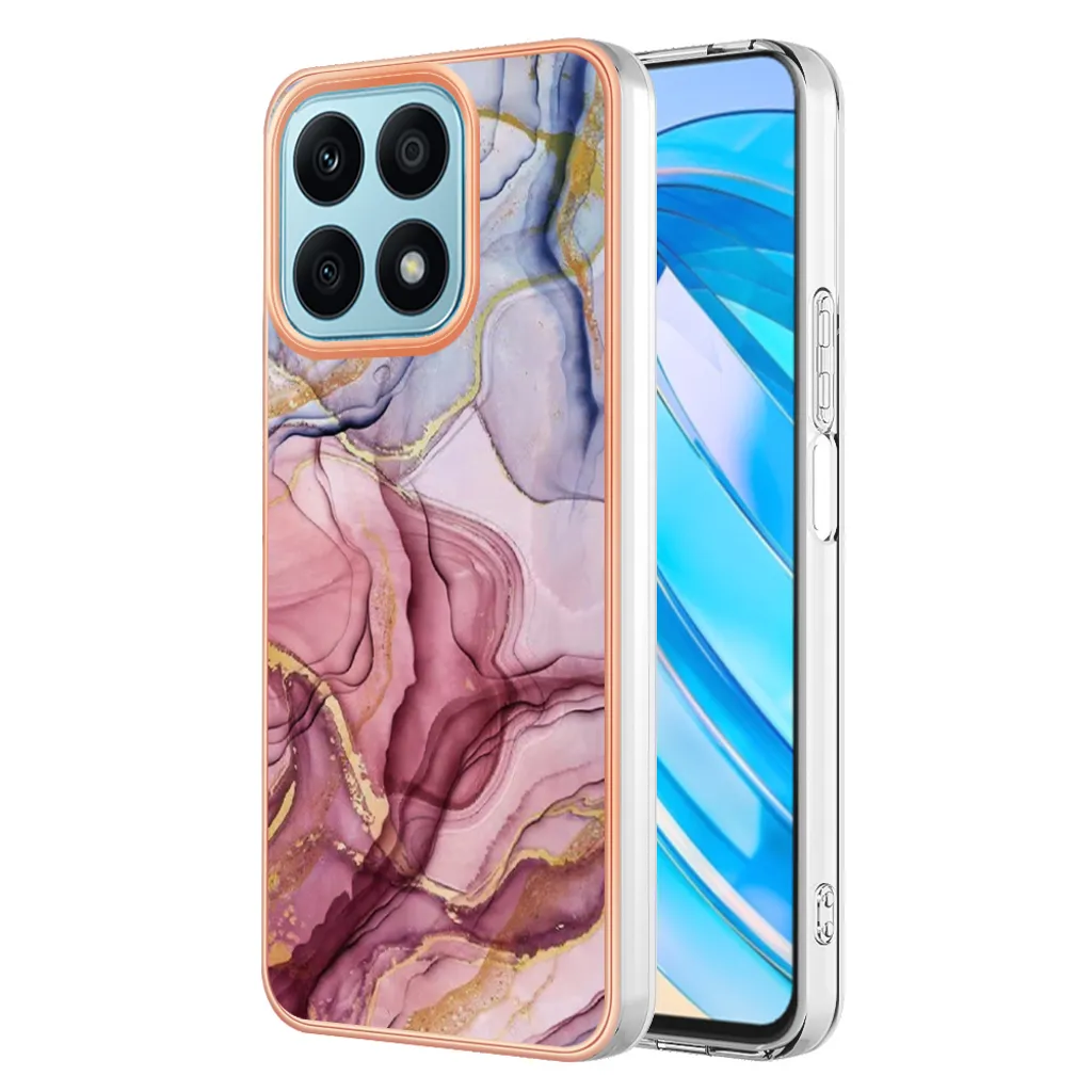 WOBURN Cover per Honor X8a, TPU Silicone e PC Antiurto Custodia con Girevole Anello, Traslucido Glassato Anti-Impronta Protettiva Case, Cielo Blu