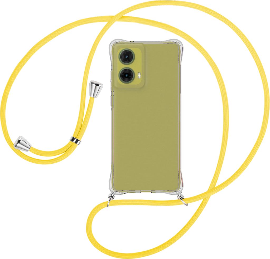 Handykette Backcover-Schutzhülle mit Band (Metall silberfarben) für Motorola Moto G85 5G - gelb