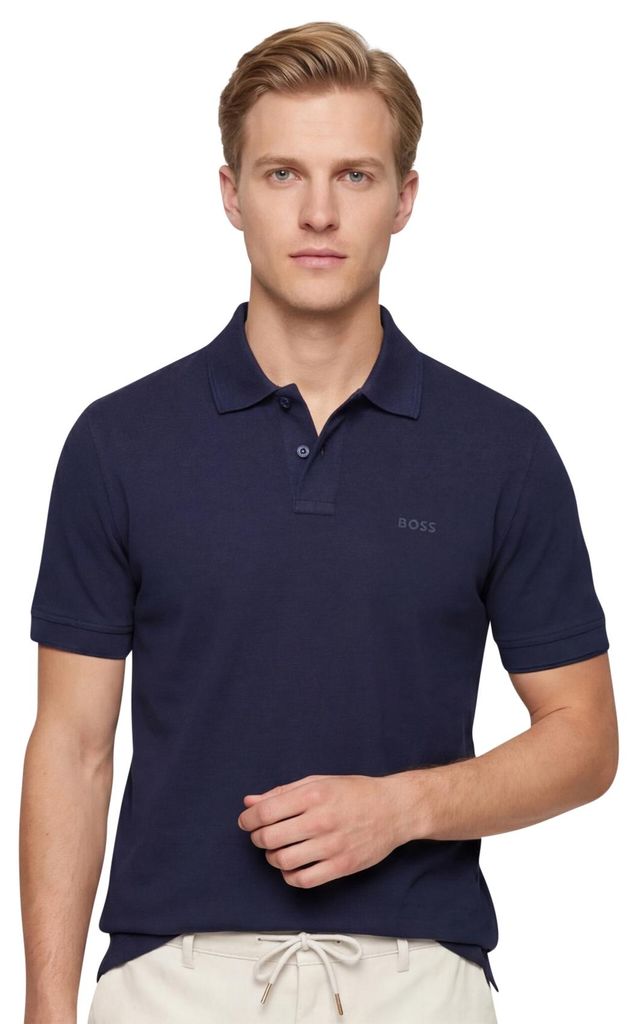 Hugo Boss Orange Poloshirt dunkelblau Prime-Baumwolle Produktbild 