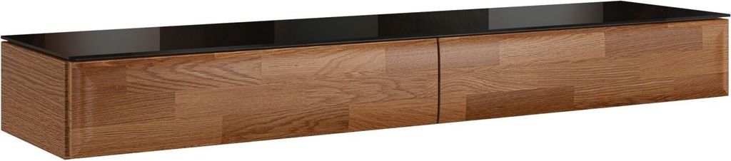 Schminktischaufsatz "Postira" 42, Farbe: Walnuss / Schwarz, teilmassiv - Abmessungen: 14 x 114 x 30 cm (H x B x T)