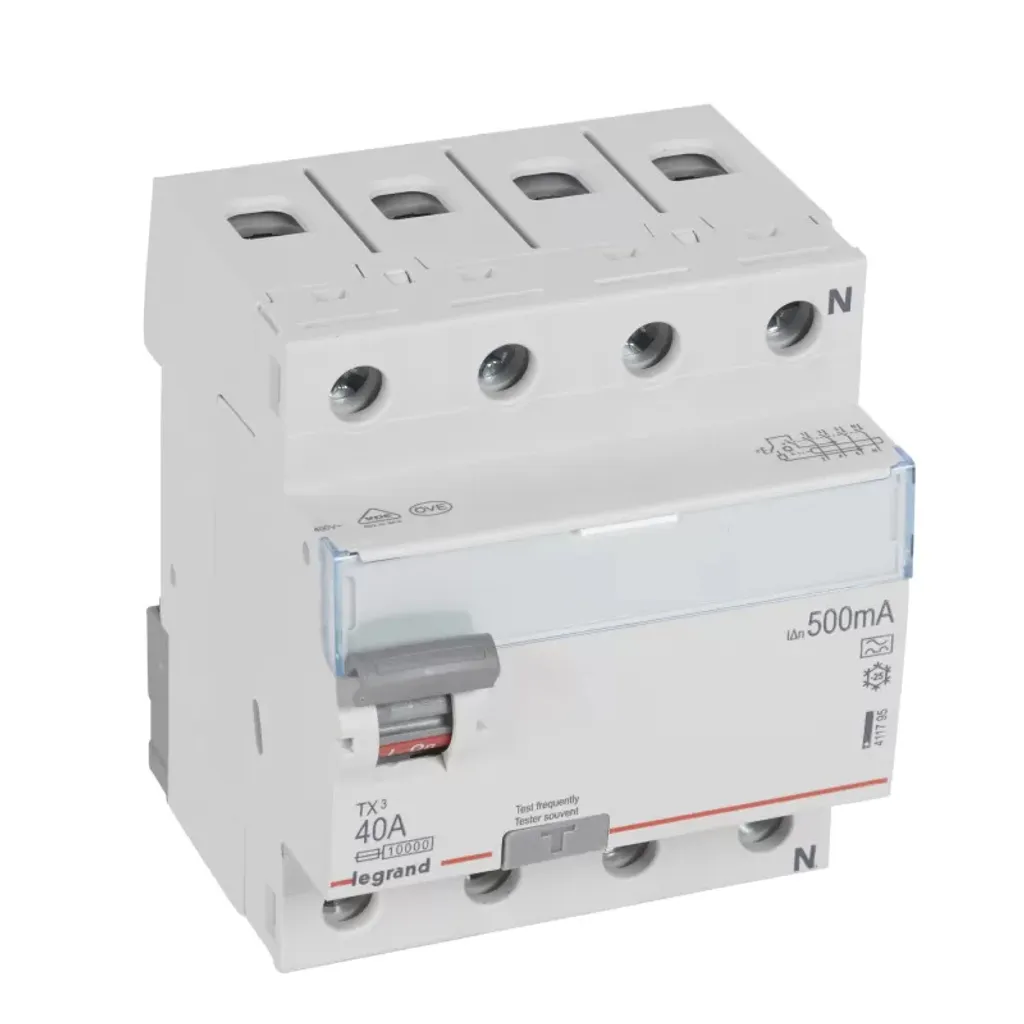 Éviter les pannes électriques avec ce différentiel 40A 4P 500mA réf 411795