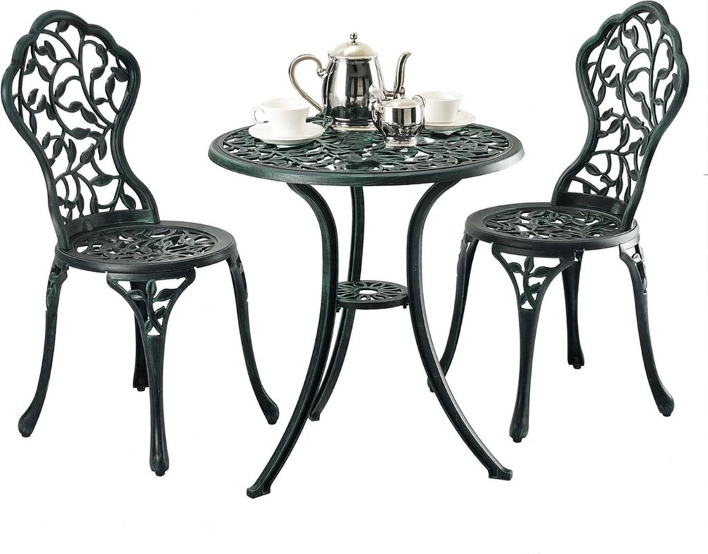 3-teiliges Bistro-Set aus Metall - Tisch & Stühle