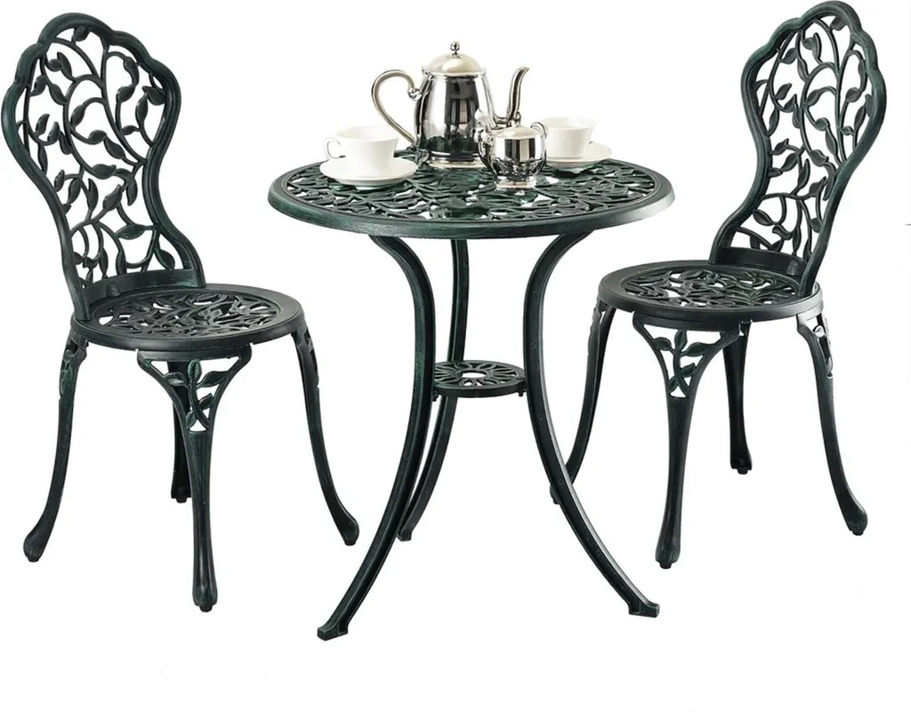 Mobilier de balcon pliant en métal résistant avec table et 2 chaises design