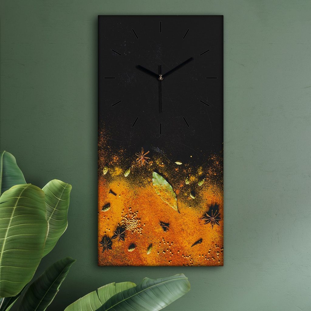 Wohnzimmer Leinwand Uhr Geräuschlos Küche 30x60 Gewürze, Gemüse, Motive, schwarze Zeiger