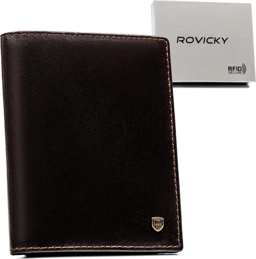 Mini Portafoglio Rovicky Uomo Marrone 9x12 Protezione Carte RFID
