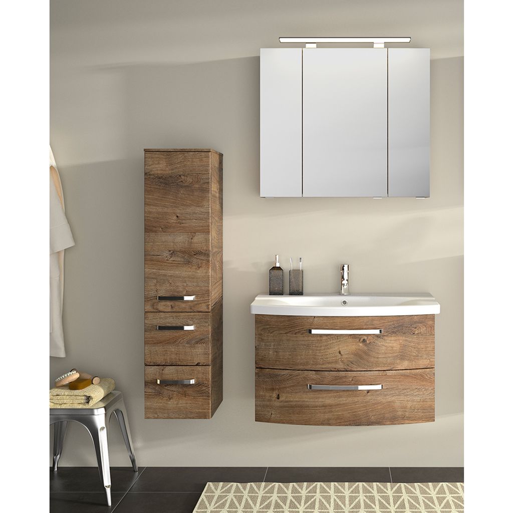 Badmöbel Set 3-teilig, Waschtisch 84cm breit, in Eiche Ribbeck SINTRA-66