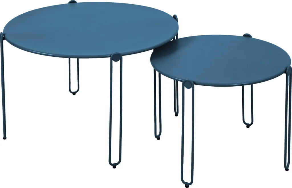 Set 2 Tavolini Oros Oviala Acciaio Blu Pacifico - Mobili da Giardino