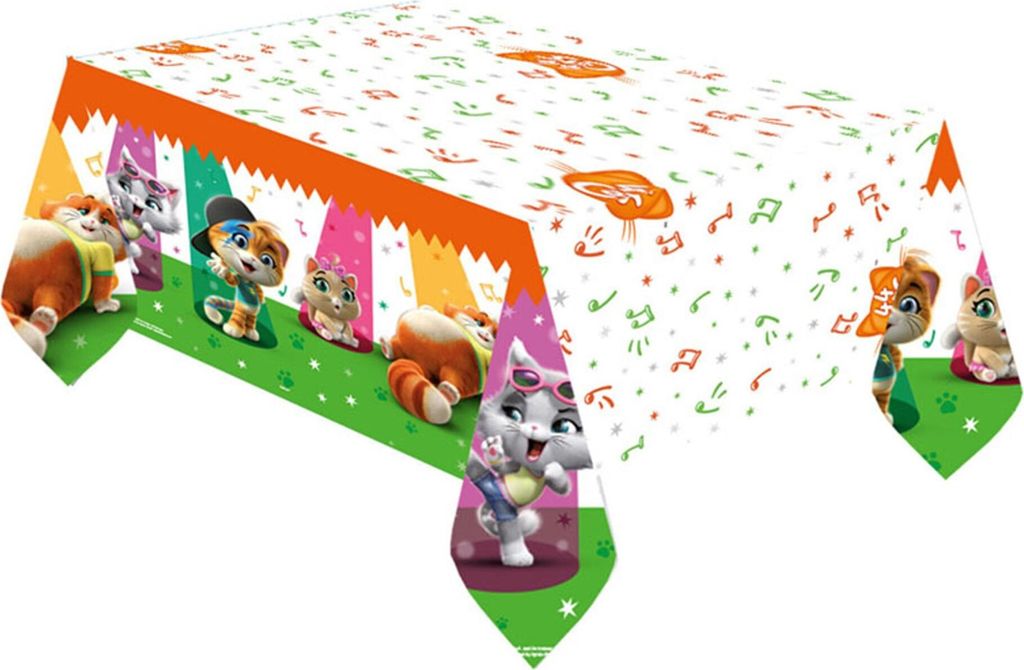 44 Cats-Tischdecke Kindergeburtstag-Partydeko bunt 180x120 cm - Einheitsgröße