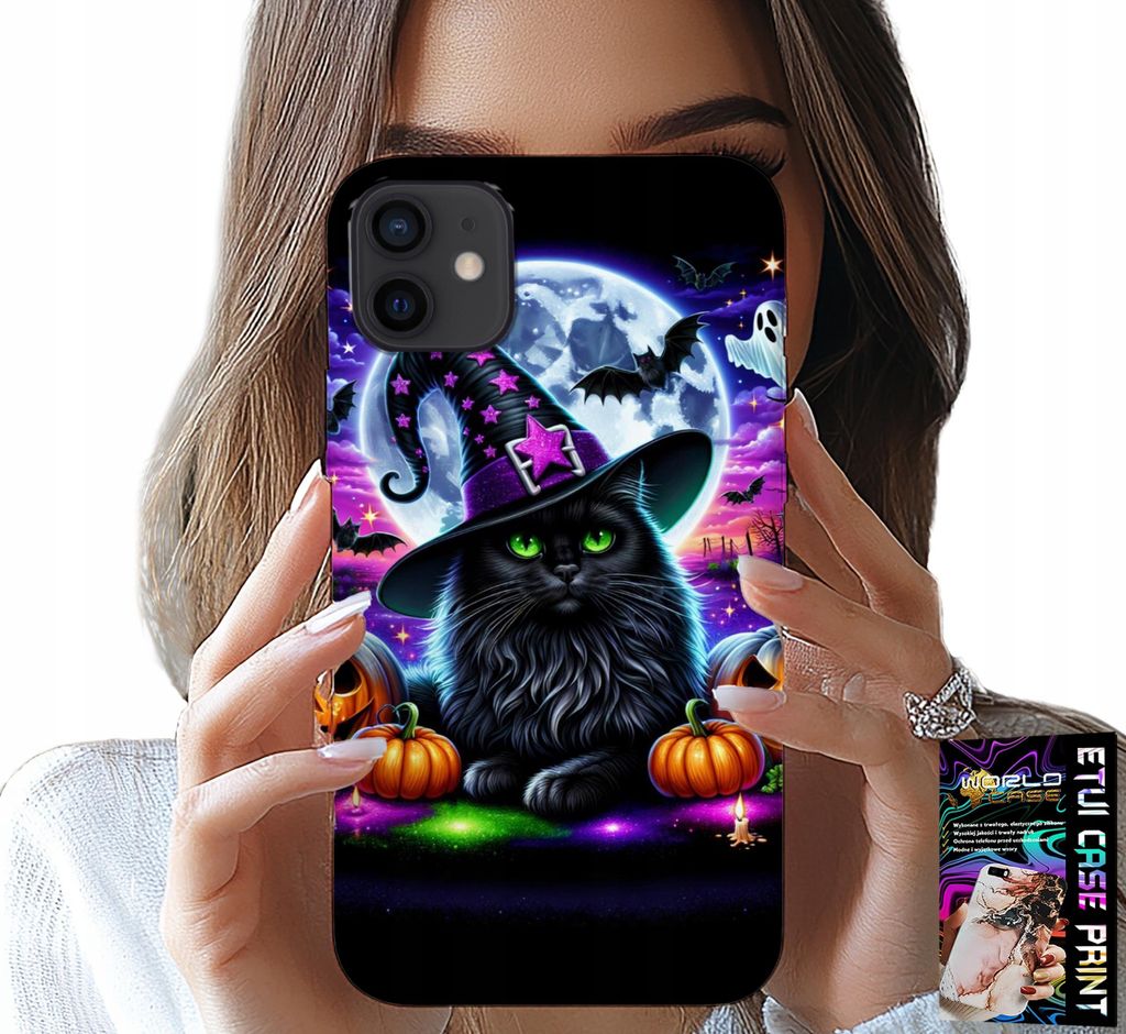 Etui Für Iphone 11 - Schwarze Katze Halloween Salem Kürbis Designs