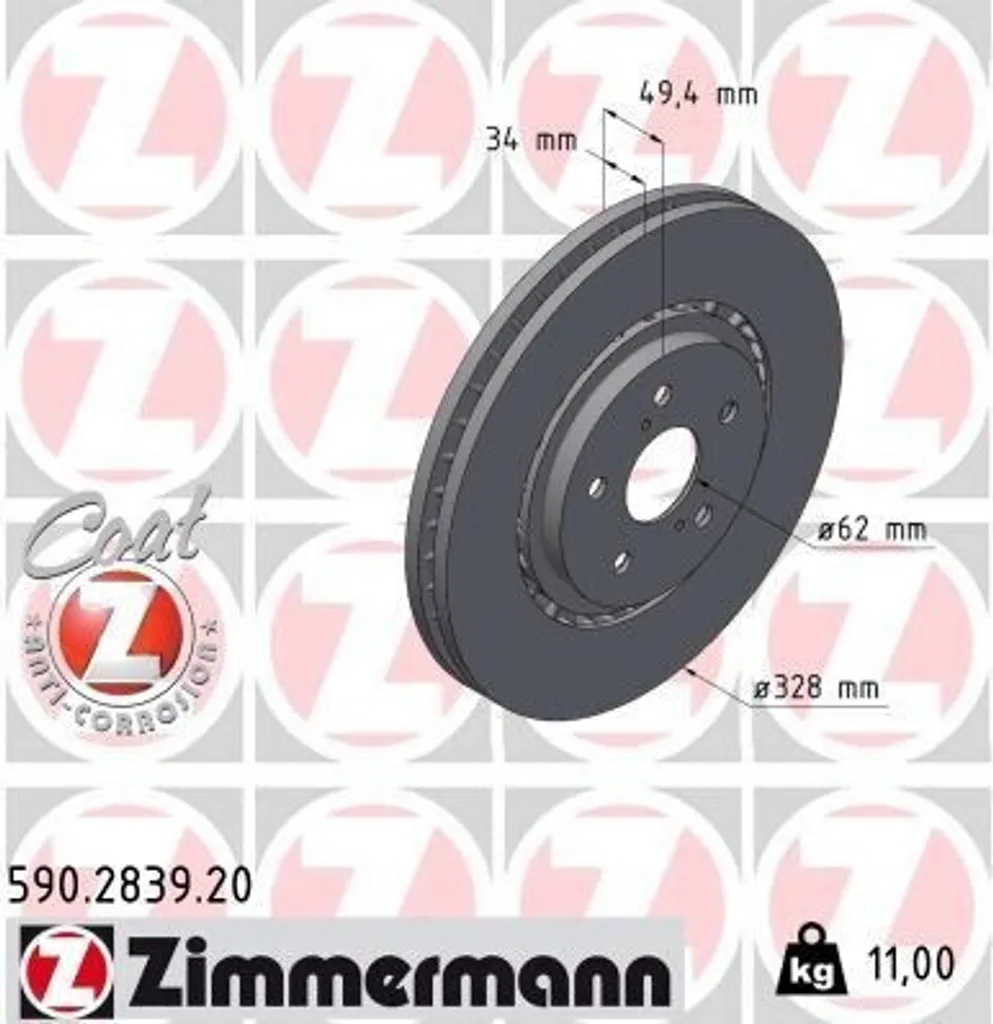 Disque de frein Zimmermann anti-vibration pour Toyota et Lexus RX