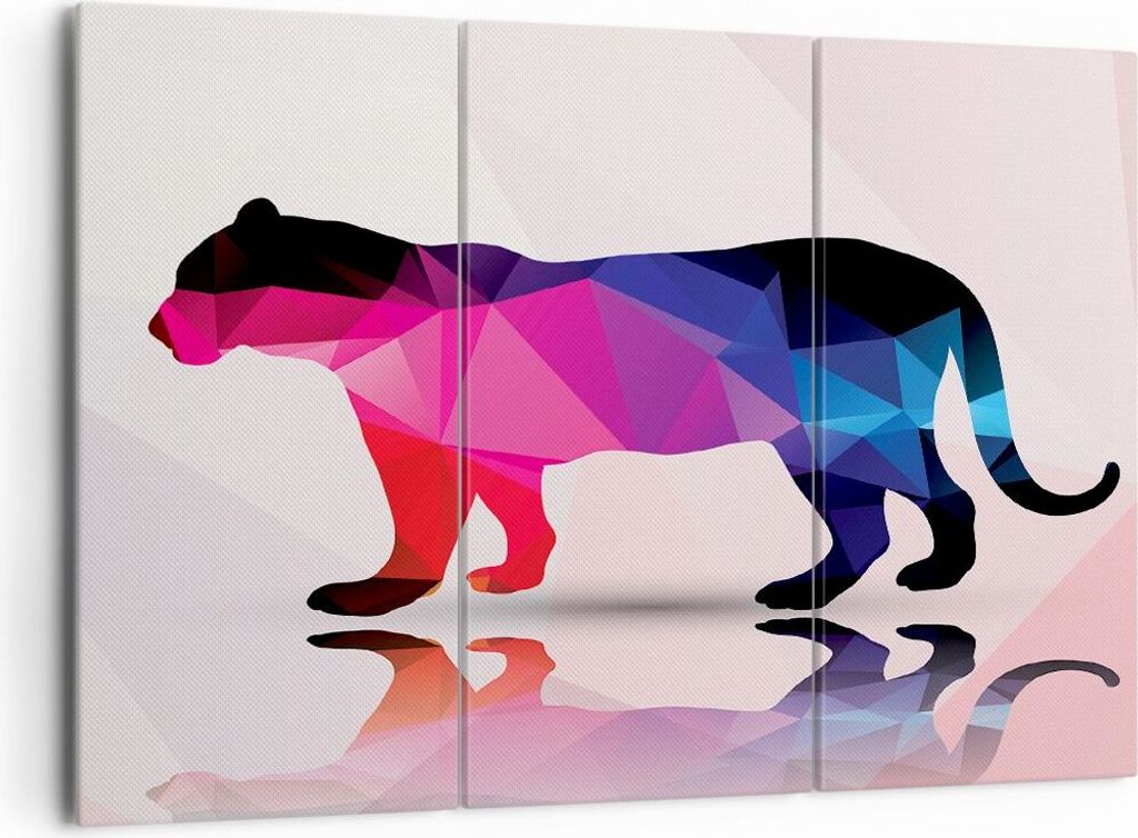 Bild auf Leinwand - Leinwandbild - Tiger Illustration modern Grafik - 165x110cm - Wand Bild - Wanddeko - Leinwanddruck - Bilder - Kunstdruck - Lein...