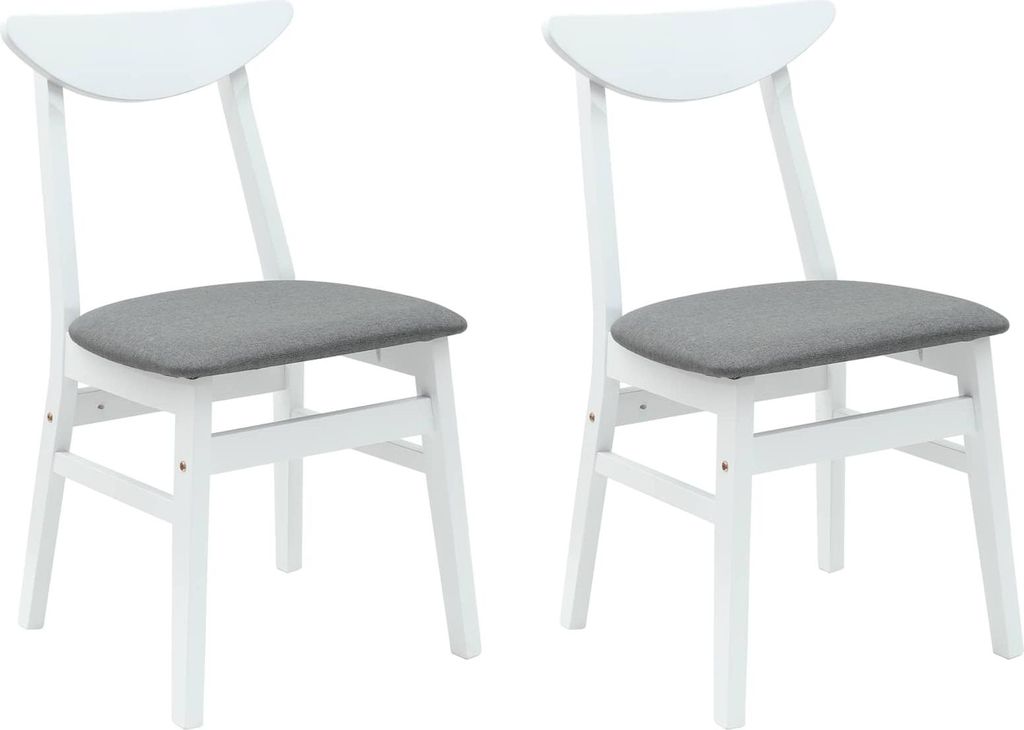 vidaXL Esszimmerstühle 2 pcs Weiß 42 x 47.5 x 81 cm Massives Gummiholz