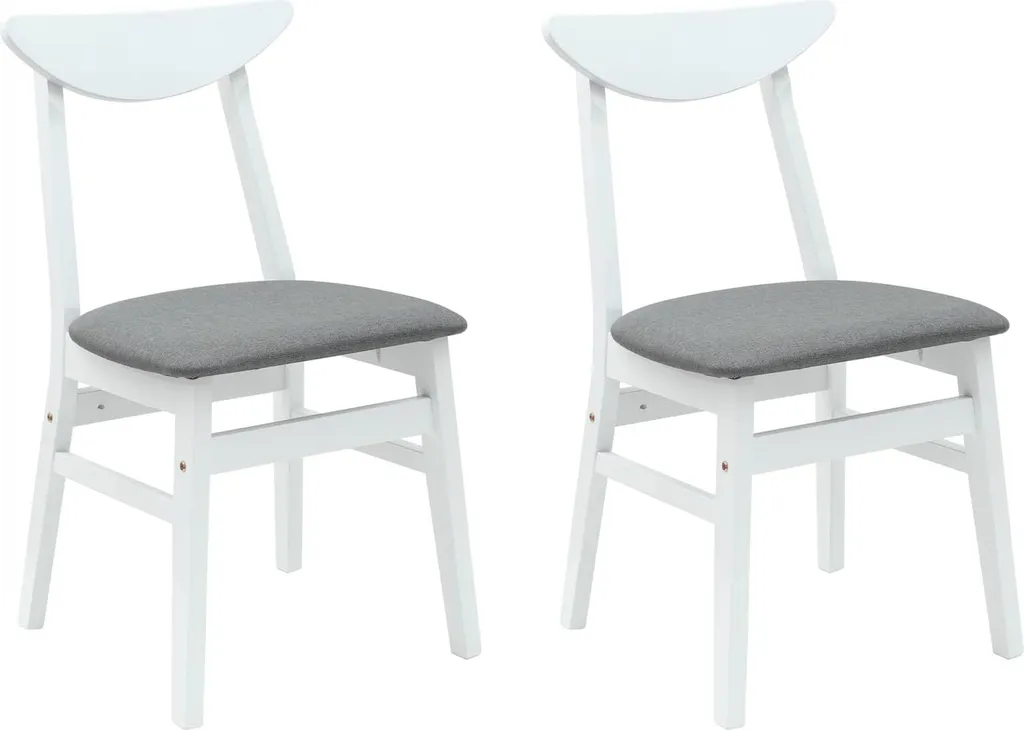 Set 2 Sedie da Pranzo vidaXL Legno Massello Bianco 42x47,5x81 cm