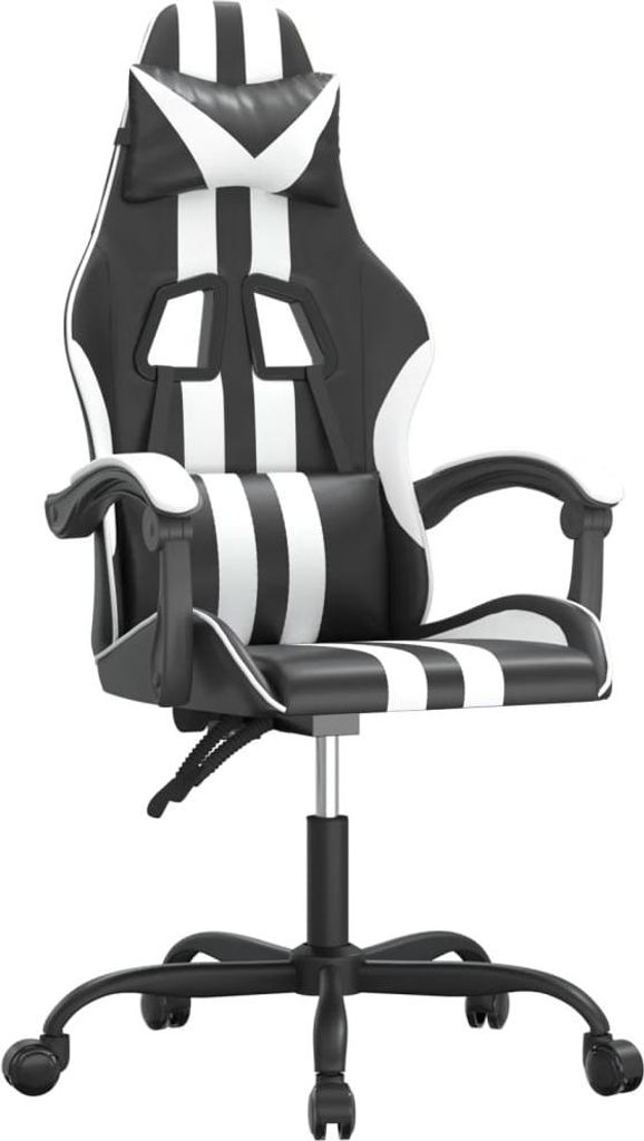 vidaXL Gaming-Stuhl Drehbar Schwarz und Weiß Kunstleder