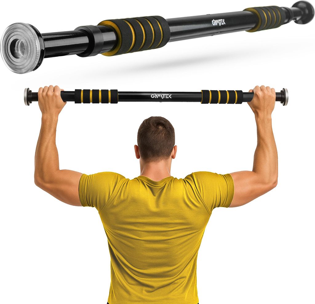Gymtek Klimmzugstange für Türrahmen - von 63 bis 100 cm - Pull Up Bar, Indoor Reckstange, Klemmstang für Klimmzug - Home Gym, Fitness, Krafttr...
